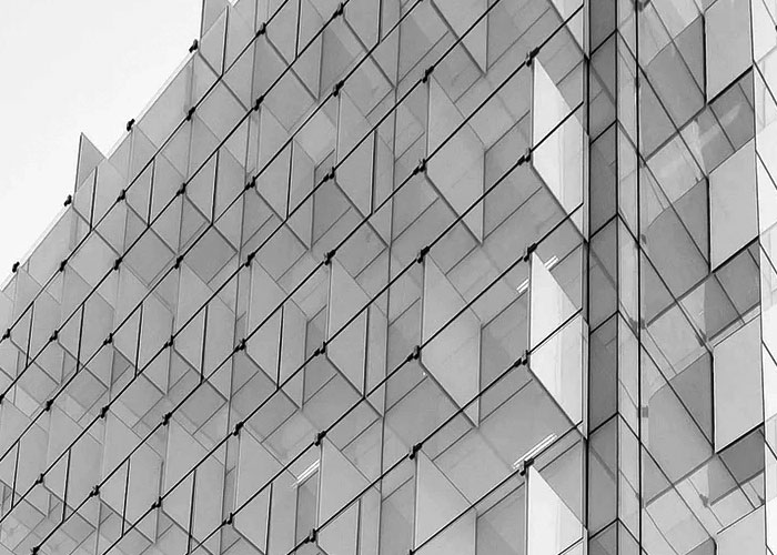 Image of a side of a building in black and white