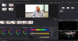 Screenshot to Davinci Resolve color grading some film clips at Seal Media.